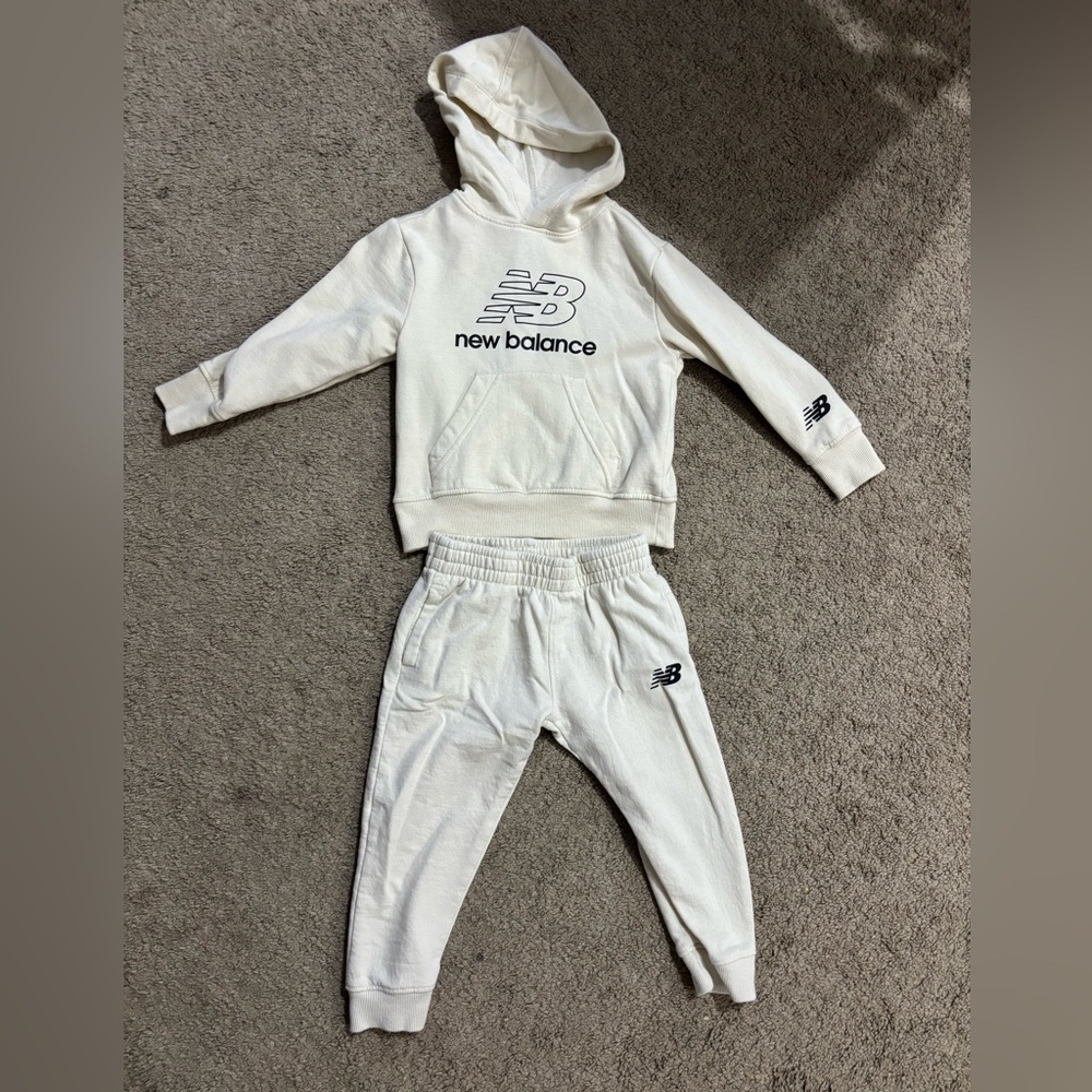 New Balance Toddler Cream Hoodie and Joggers Set